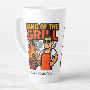 Tasse Latte Roi du Grill Drôle Fête des Pères Maître BBQ