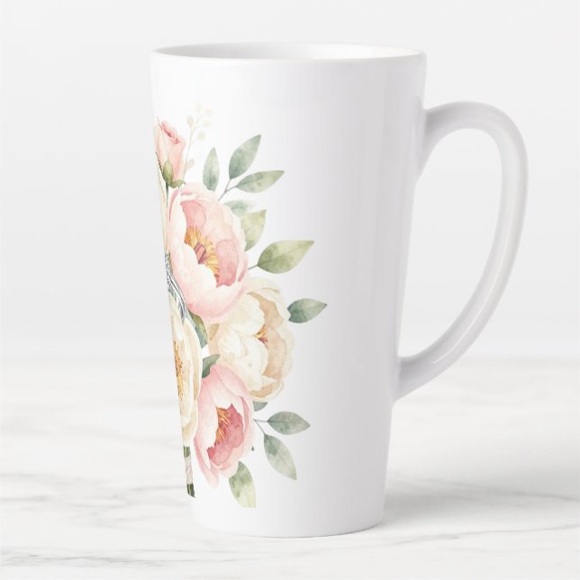 Tasse Latte Romantic Peony Bouquet with Diamond Ring (Droite)