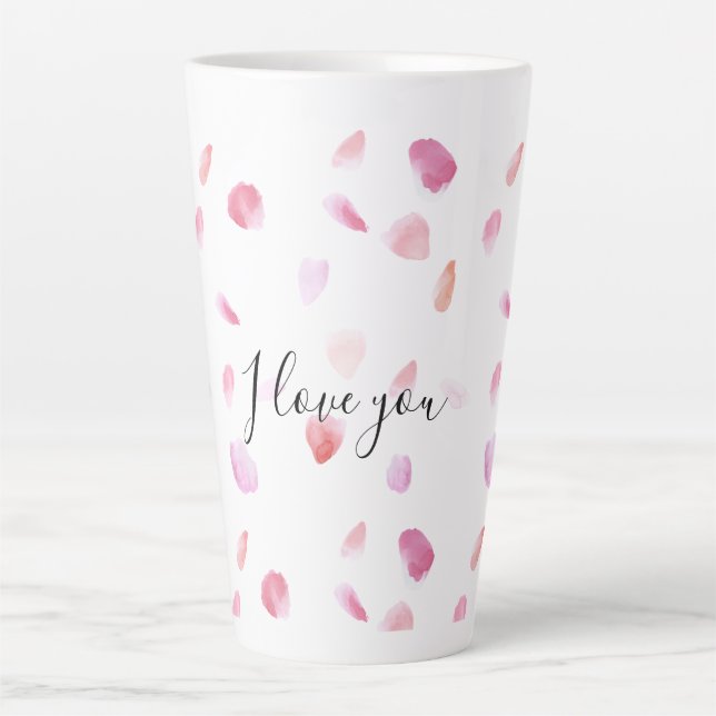 Tasse Latte Romantic Pink Peach Rose Petals Floral (Devant)