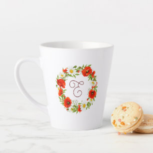 Tasse Latte Roquette Rouge mignonne Blanc Jaune Fleurs de marg