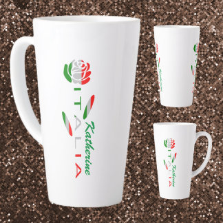 Tasse Latte Rosa Bandiera Italiana avec Italia Personnalisé