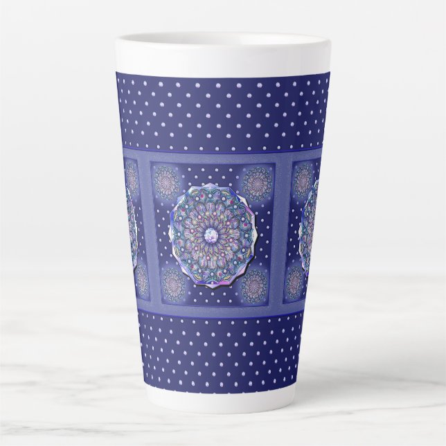 Tasse Latte Rosace bleue (Devant)