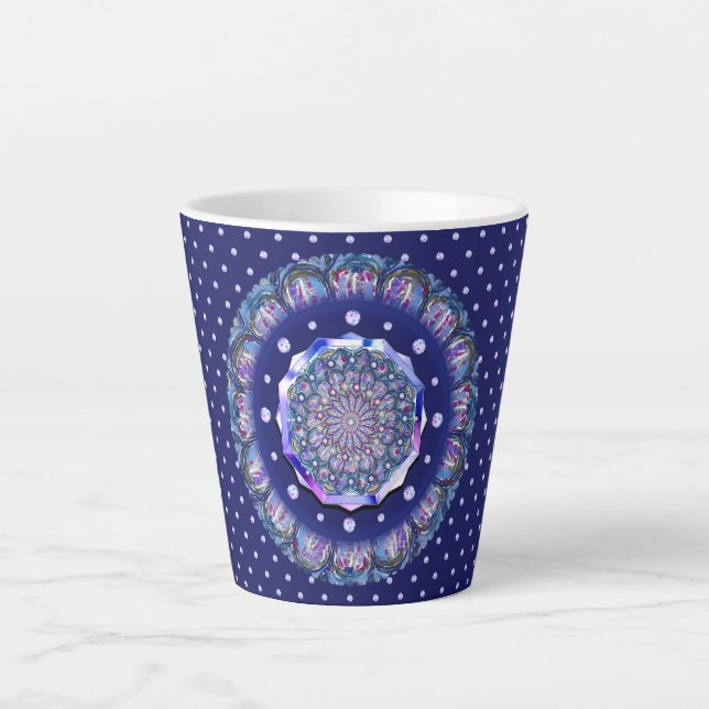 Tasse Latte Rosace bleue (Devant)
