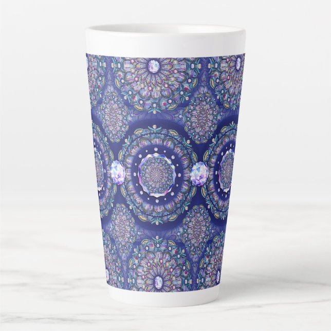 Tasse Latte Rosace bleue (Devant)