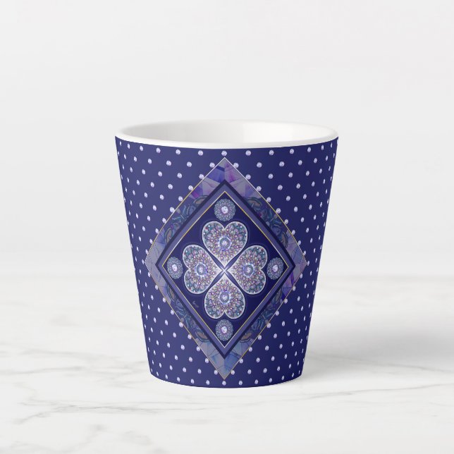 Tasse Latte Rosace bleue (Devant)