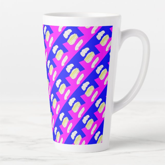 TASSE LATTE ROSE ART ABSTRAIT ET BLEU ROYAL (Droite)