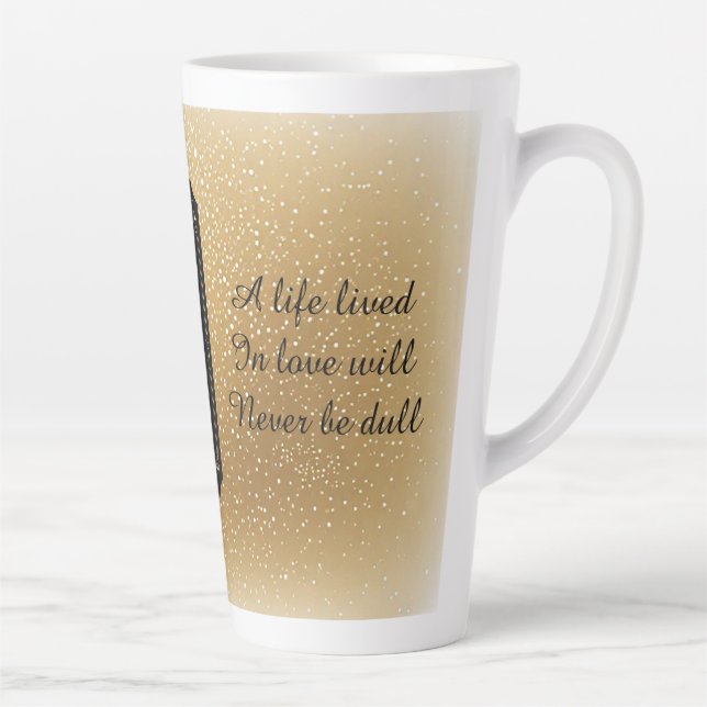 Tasse Latte Rose avec détails dorés scintillants (Droite)