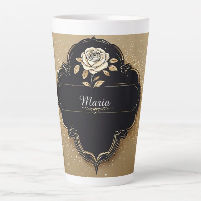 Tasse Latte Rose avec détails Golden Sparkling (Devant)