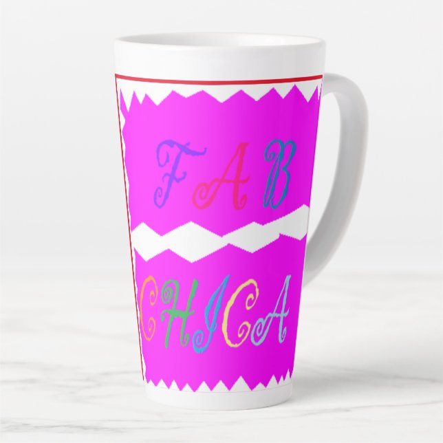 Tasse Latte Rose avec texte d'apparence brodée (Angle droit)
