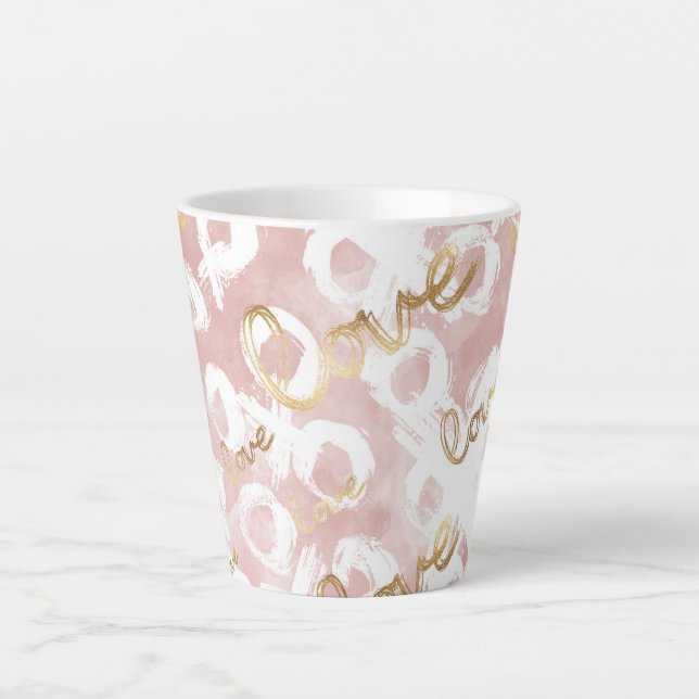 Tasse Latte Rose Blanc Gold Love XO (Devant)