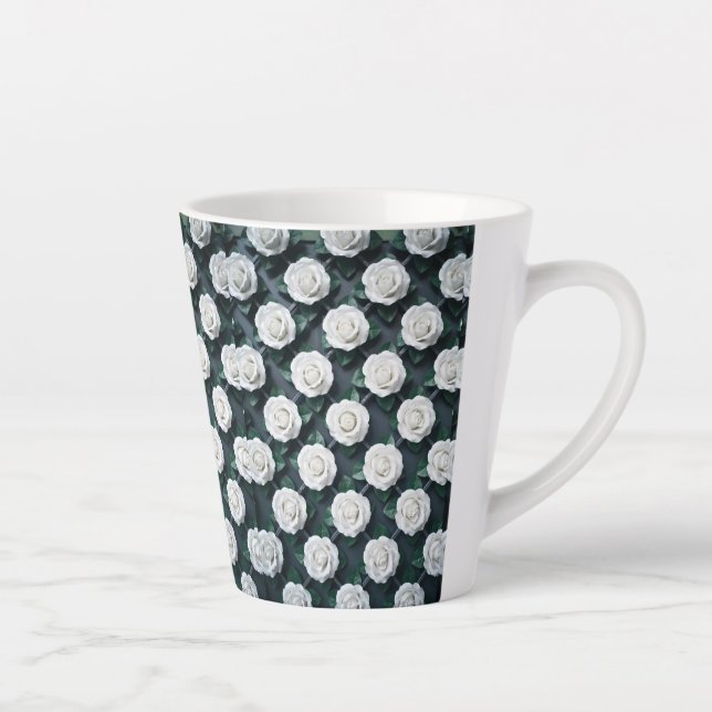 Tasse Latte Rose Blanche Porcelaine (Droite)