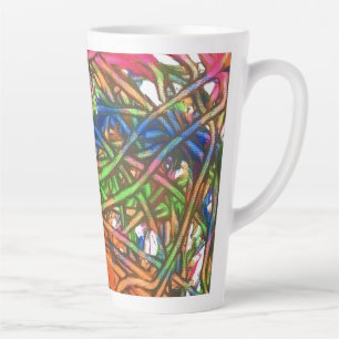 Tasse Latte Rose, Bleu, Vert, Orange, Œuvre d'art en marbre