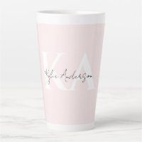 Rose Blush moderne Nom du monogramme personnalisé 