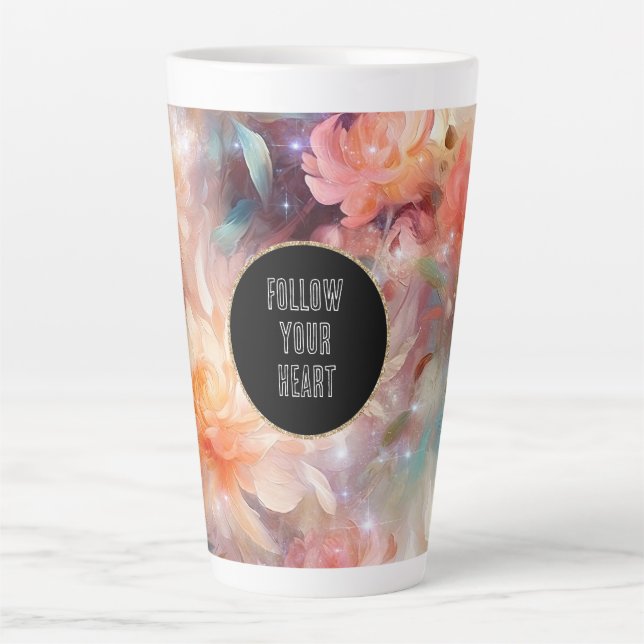 Tasse Latte Rose Blush Peach Orange Floral (Devant)