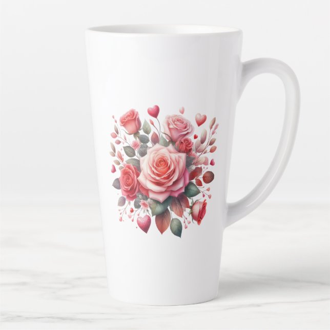 Tasse Latte Rose Bouquet Floral Design-62103 (Droite)