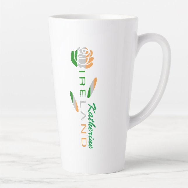 Tasse Latte Rose du drapeau irlandais Personnalisé Grand (Droite)
