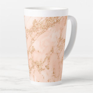 Tasse Latte Rose en marbre parties scintillant d'or abstrait