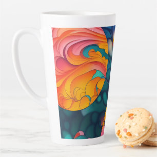 Tasse Latte rose et or pleine lune Arbre Silhouette