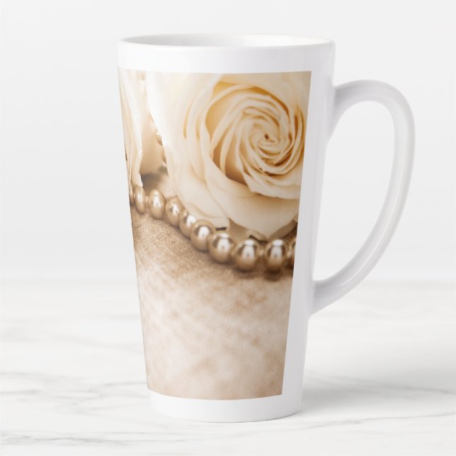 Tasse Latte Rose et perles (Droite)