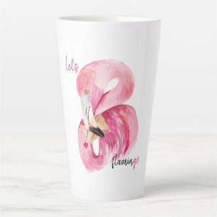 Tasse Latte Rose exotique moderne Flamant rose Aquarelle
