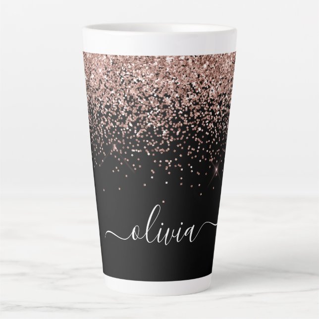 Tasse Latte Rose Gold Blush Pink Parties scintillant Script Mo (Devant)