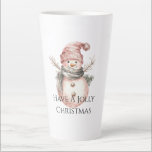 Tasse Latte Rose Gold Christmas Snowman<br><div class="desc">Rose Gold Christmas Snowman</div>