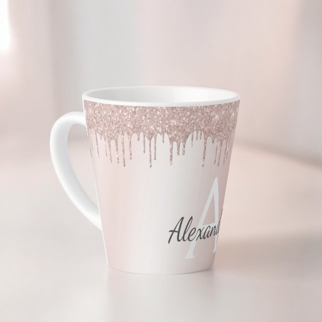Tasse Latte Rose Gold - Parties scintillant rose pâle Nom du m (Créateur téléchargé)