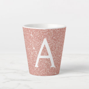 Tasse Latte Rose Gold Sparkle Parties scintillant Monogramme N