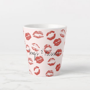 Tasse Latte Rose rouge lèvres Kiss