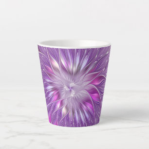 Tasse Latte Rose violet passion Fleur Art Abstrait Fractal