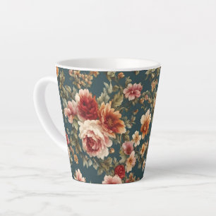 Tasse Latte Roses romantiques et belles fleurs