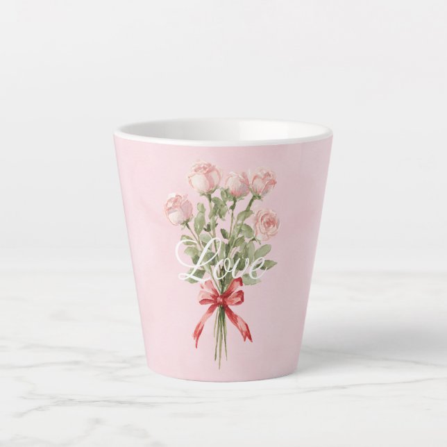 Tasse Latte Roses Roses Fleuris Amour (Devant)