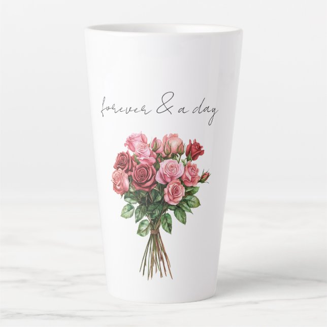 Tasse Latte Roses roses roses roses roses rouges roses romanti (Devant)