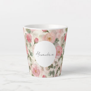 Tasse Latte Roses roses roses roses rousses romantiques Floral