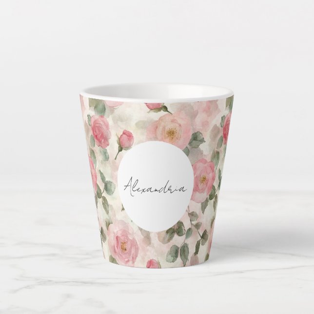Tasse Latte Roses roses roses roses rousses romantiques Floral (Devant)
