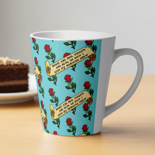 Tasse Latte Roses Rouges Drôles Sont Rouges Poème De Café Ruba