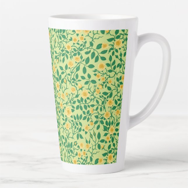 Tasse Latte Roses sauvages en jaune et vert (Droite)