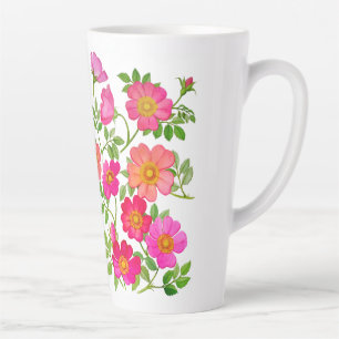 Tasse Latte Roses sauvages roses