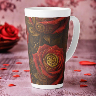 Tasse Latte Roses Steampunk Luxueuses Romantiques Engrenages D