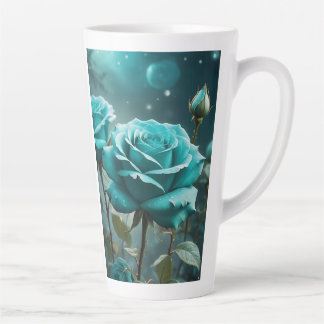 Tasse Latte Roses Turquoises intemporels