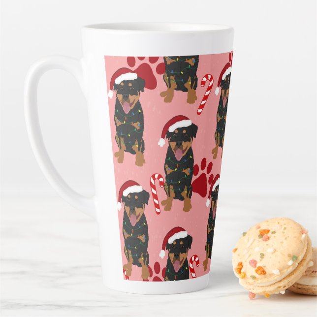 Tasse Latte Rottweiler de Noël (En situation)