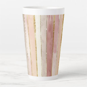 Tasse Latte Rouge à joues rayé crème or rose