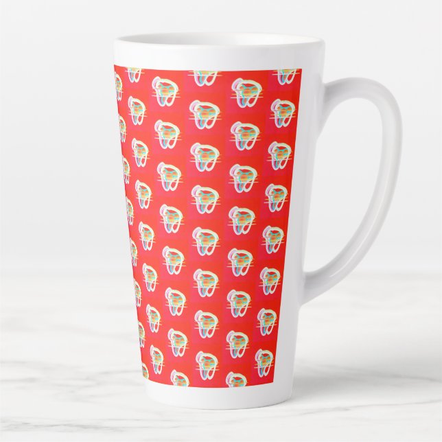 Tasse Latte Rouge avec de petits motifs d'art (Droite)