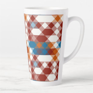 Tasse Latte rouge blanc bleu et orange géométrique