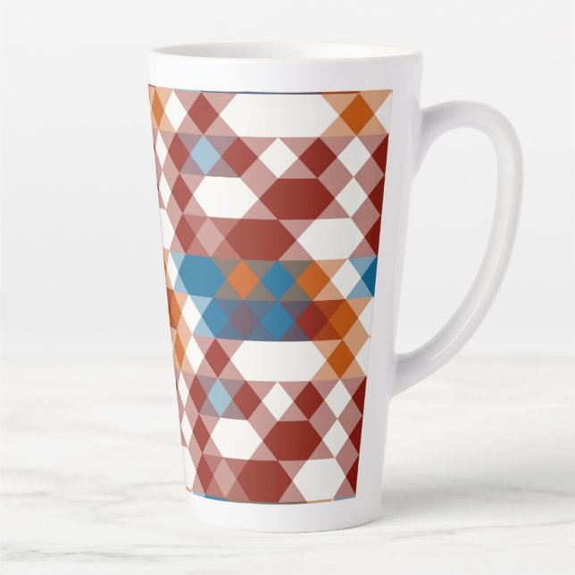Tasse Latte rouge blanc bleu et orange géométrique (Droite)