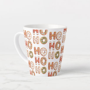Tasse Latte Rouge Blanc Ho Ho Ho Gingerbread Cookie Noël