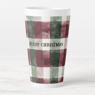 Tasse Latte Rouge Bourgogne Crème verte Blanc Plaid