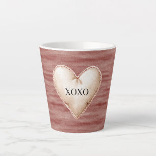 Tasse Latte Rouge Cerise Blush Cream Heart XOXO