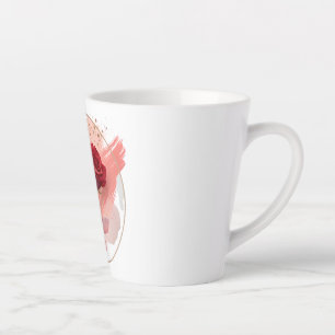 Tasse Latte Rouge Éternel : Une Rose Moderne en Harmonie Abstr