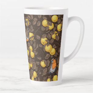 Tasse Latte Rouge-gorges dans le pommier/jaune et brun foncé